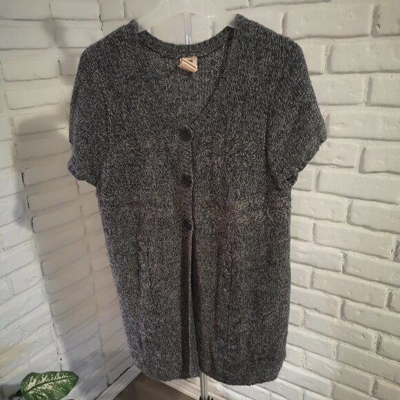 Faded Glory Ladies Size XL (16-18) Grey Short Sleeve Sweater or Long Vest - Picture 1 of 9